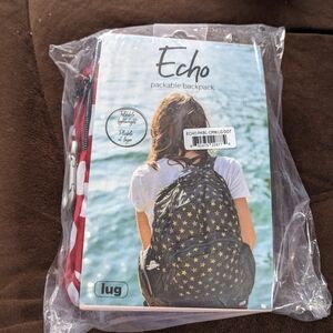 Lug Echo Packable Backpack - Black with Gold Stars